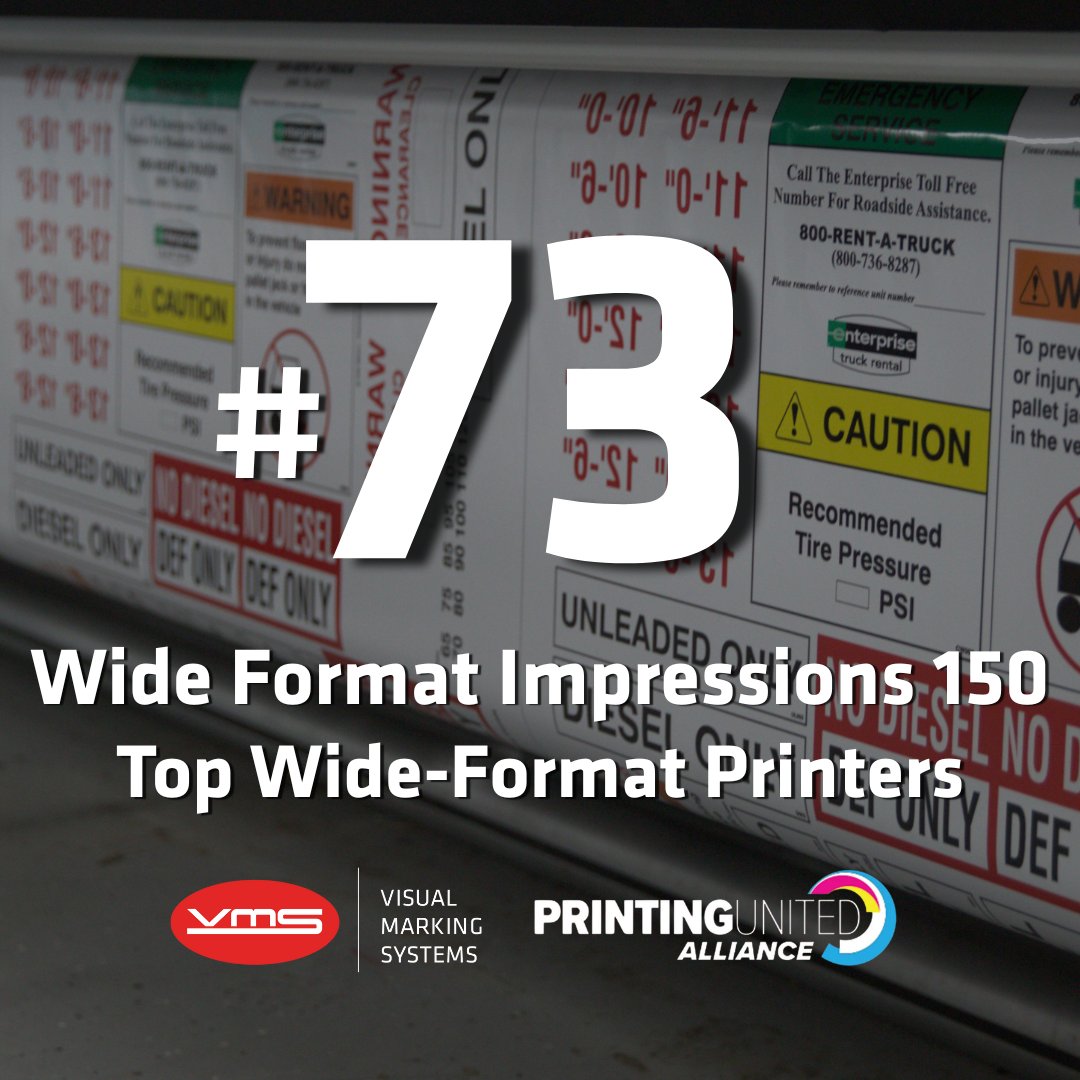 VMS is on the rise! We’re proud to be ranked #73 on the 2025 Wide Format Impressions 150, climbing 12 spots from last year. Thank you to our team, customers &amp; partners! #WideFormatImpressions150 #TeamVMS