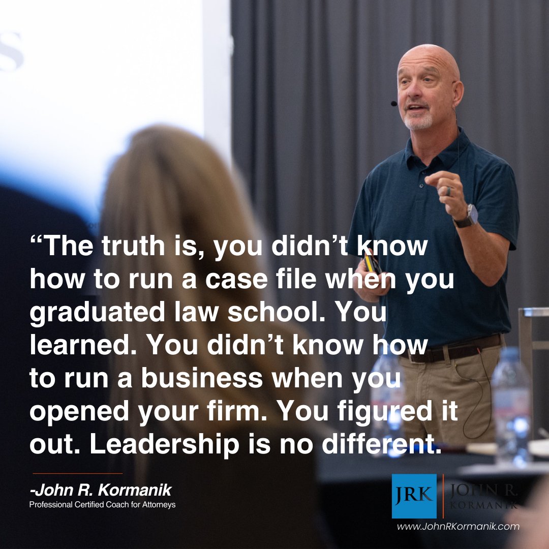 The truth is, you didn’t know how to run a case file when you graduated law school. You learned. You didn’t know how to run a business when you opened your firm. You figured it out. Leadership is no different.

johnrkormanik.com/blog/the-growt…

#JohnRKormanikCoaching #GrowthMindset