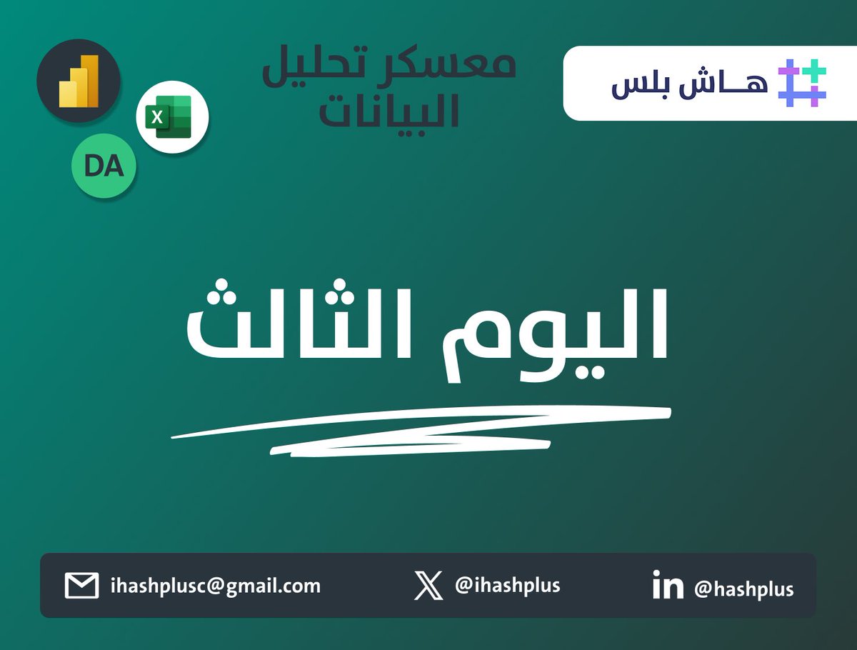 اليوم الثالث من معسكر تحليل البيانات 🤩👏🏼
تعلمنا الـ Excel بشكل عملي الأساسيات والصيغ، واستيراد وتصدير البيانات، دوال مثل SUM و AVERAGE و VLOOKUP، وفرز وتصفية البيانات
وسوينا جداول محورية ونظفنا البيانات من التكرارات والقيم الناقصة📊