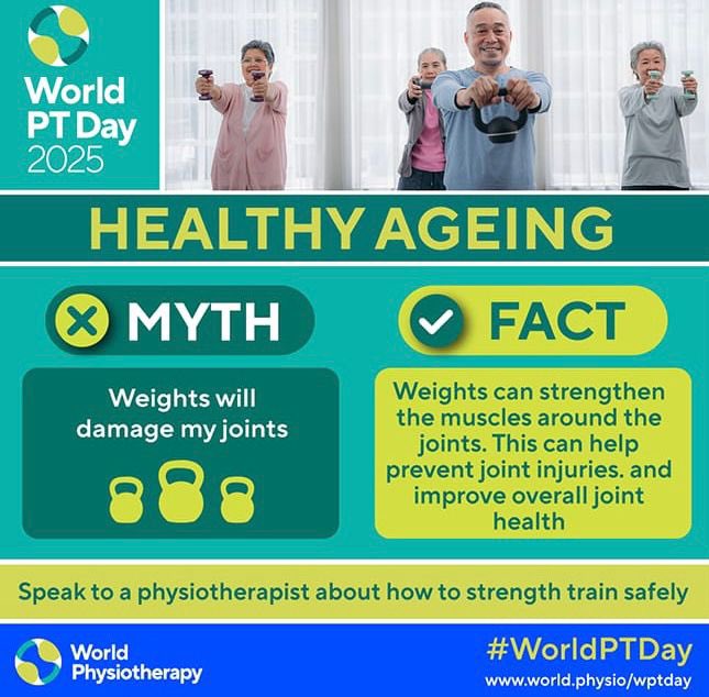This year’s World Physiotherapy Day theme is on healthy ageing with the focus on prevention of falls and frailty . 

#WorldPTDay #worldpt #PreventionOfFalls #ghanaphysio #ghanaphysiotherapy #healthyageing