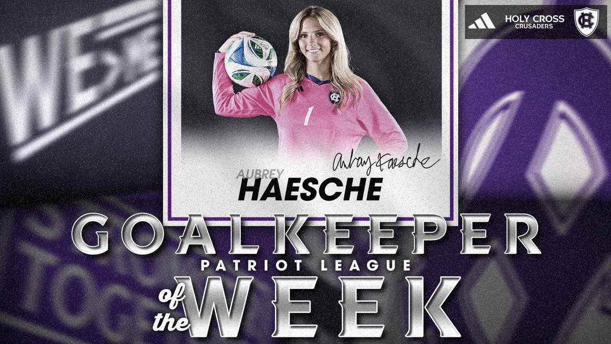 Holy Cross W. Soccer (@hcrosswsoccer) on Twitter photo 🎉 Aubrey Haesche named <a href="/PatriotLeague/">Patriot League</a> Goalkeeper of the Week!
✅ Earned the win and shutout
✅ Made a career-high nine saves
✅ Helped Holy Cross to its first win over Maine since 2014
📰 tinyurl.com/3pvt7cb3
#GoCrossGo 🎉 Aubrey Haesche named <a href="/PatriotLeague/">Patriot League</a> Goalkeeper of the Week!
✅ Earned the win and shutout
✅ Made a career-high nine saves
✅ Helped Holy Cross to its first win over Maine since 2014
📰 tinyurl.com/3pvt7cb3
#GoCrossGo