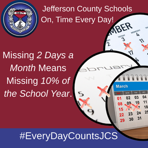 JeffCoTNSchools's tweet photo. Every Day Counts! Focusing on Attendance for Success
Missing Two Days per month is 18 Days! That is 10% of the school year, almost a whole month! Read more on our website.

#EveryDayCounts
#AttendanceMatters
 #AttendanceGoals
#JCScore4
https://t.co/PO1QPLVoPy https://t.co/sKZmJDF0l2