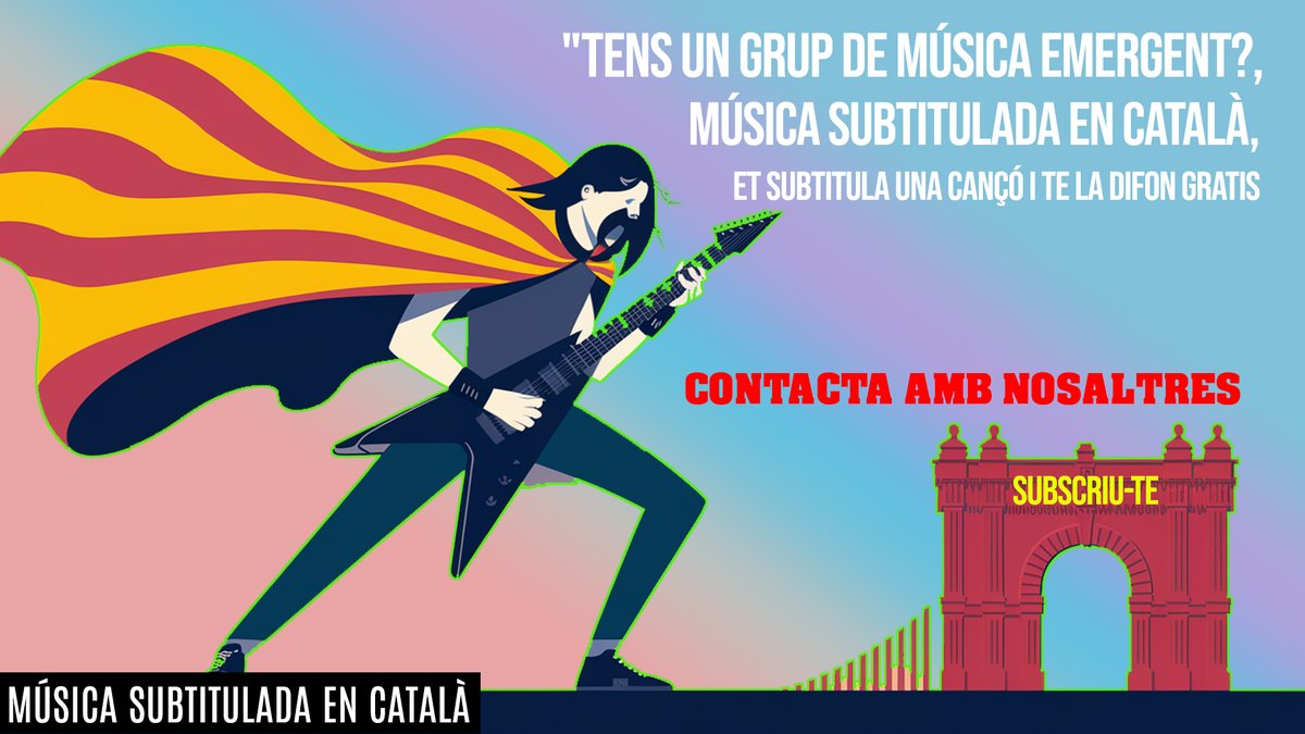 Tens un grup de música en Català? 😊😉🎳🪀
ET SUBTITULEN UNA CANÇÓ I US LA DIFONEN GRATIS... <a href="/metalcatala/">Mètal Català</a> <a href="/MetallFort4/">Metall Fort</a> <a href="/crisjuanico/">Cris Juanico. CANÇONS DE XERXA. Llibre-cd.</a> <a href="/ConcursCancoCat/">CançóCat</a> <a href="/RockCatala/">DescarregaRockCatalà</a> <a href="/ultrarecords/">Ultra Records</a> <a href="/IslandRecords/">Island Records</a> <a href="/subpop/">Sub Pop Records</a> <a href="/enderrock/">Enderrock</a> <a href="/Viasona/">Viasona</a> <a href="/PepsRecordsES/">Pep's Music Group</a> <a href="/mcfemar/">La Reina dels Inadaptats</a> <a href="/RadioSitges/">Ràdio Sitges</a>
