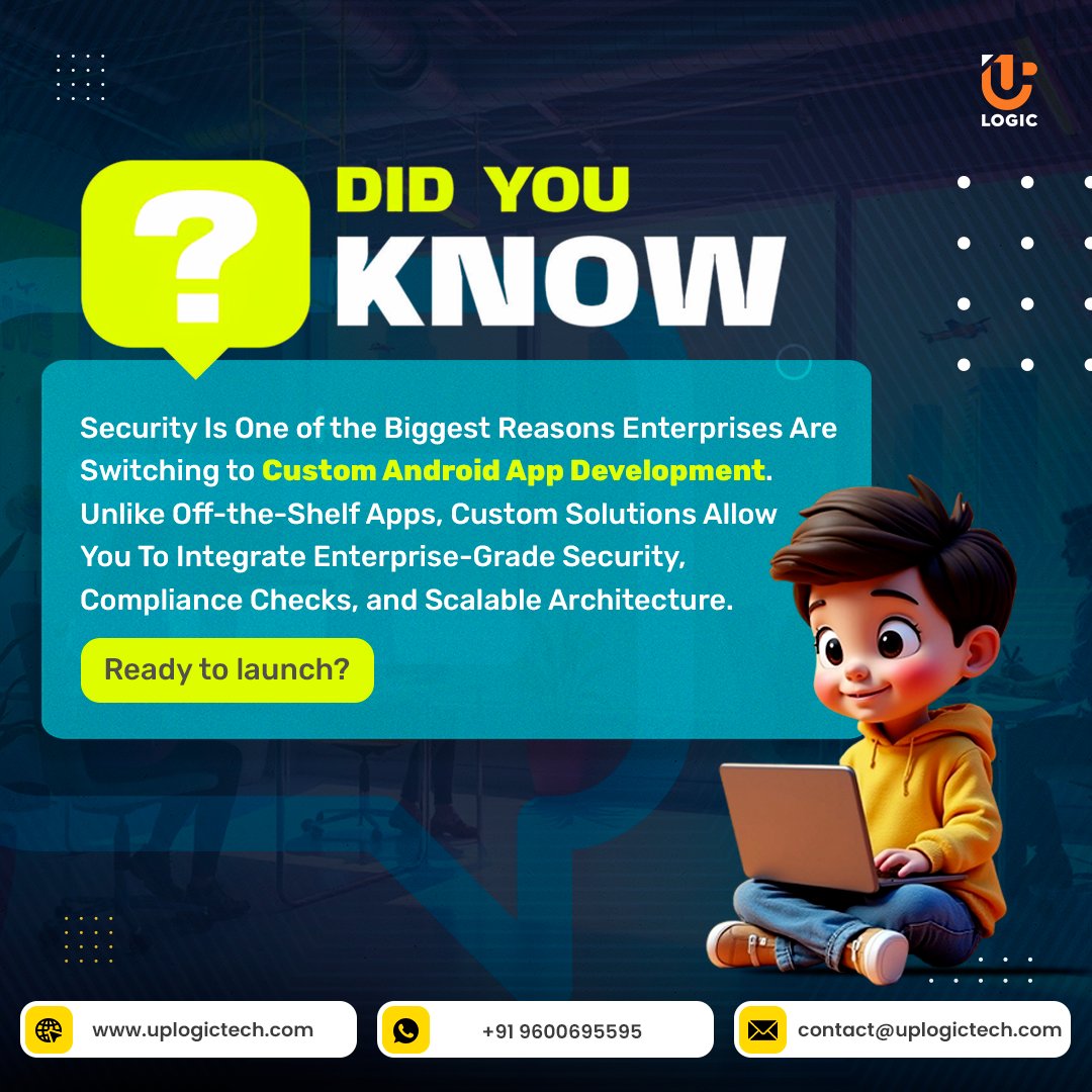 Uplogictech's tweet image. The demand for secure custom Android apps is growing fast!
With custom development, you get enterprise-level security, compliance features, and scalable architecture that generic apps can’t provide.
Visit us: uplogictech.com/android-app-de…
#SecureApps #CustomAndroidApp #BusinessApps
