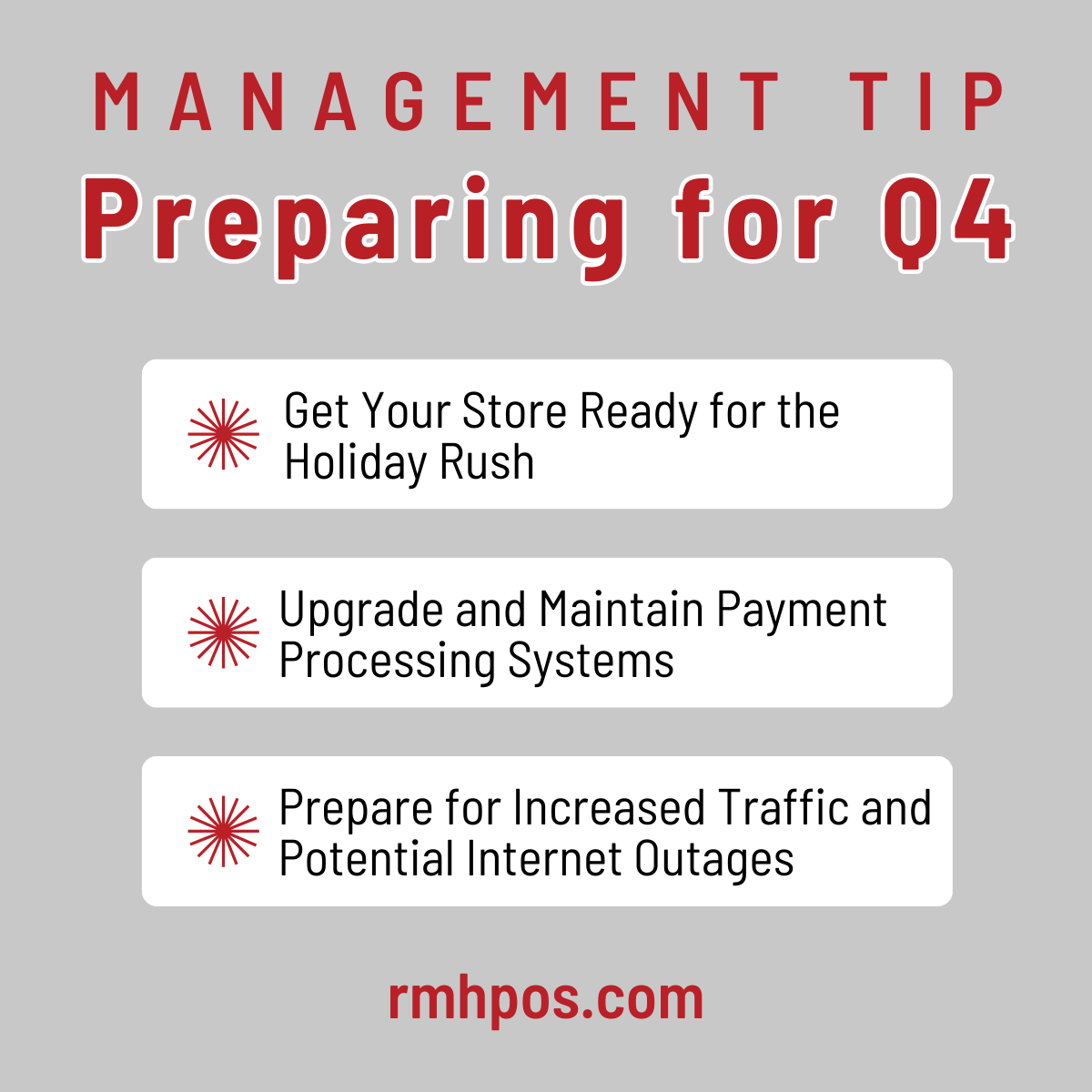 RMHPos's tweet image. Q4 is just around the corner, and it’s time to get prepared for the busiest time of the year! Here are 3 essential tips to help you stay ahead.