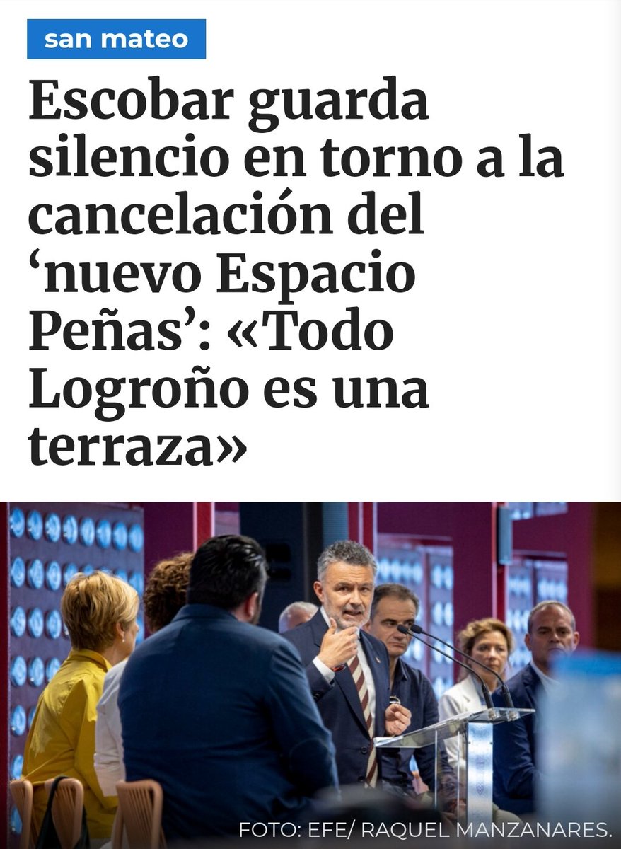 ¿Ha dicho "TODO LOGROÑO ES UNA TERRAZA"?

Sí, ha dicho "TODO #LOGROÑO ES UNA #TERRAZA"‼️

... mientras se está a punto de aprobar la nueva Ord. De Terrazas 🤦‍♀️ <a href="/conrado_escobar/">Conrado Escobar</a>

nuevecuatrouno.com/2025/09/08/log…