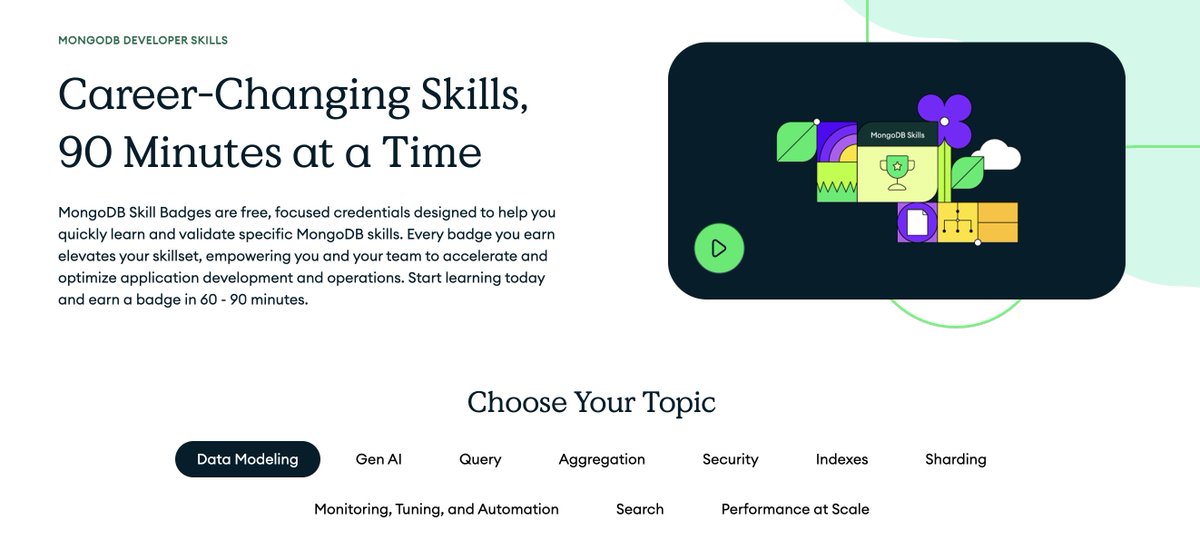 DanielBlancoSWE's tweet image. MongoDB está ofreciendo cursos gratuitos para aprender y validar habilidades como modelado de datos, queries, seguridad, sharding o escalabilidad.

Son concisos, prácticos y se completan en módulos de 90 minutos!

Si te interesa, échale un vistazo en el siguiente tweet 👇