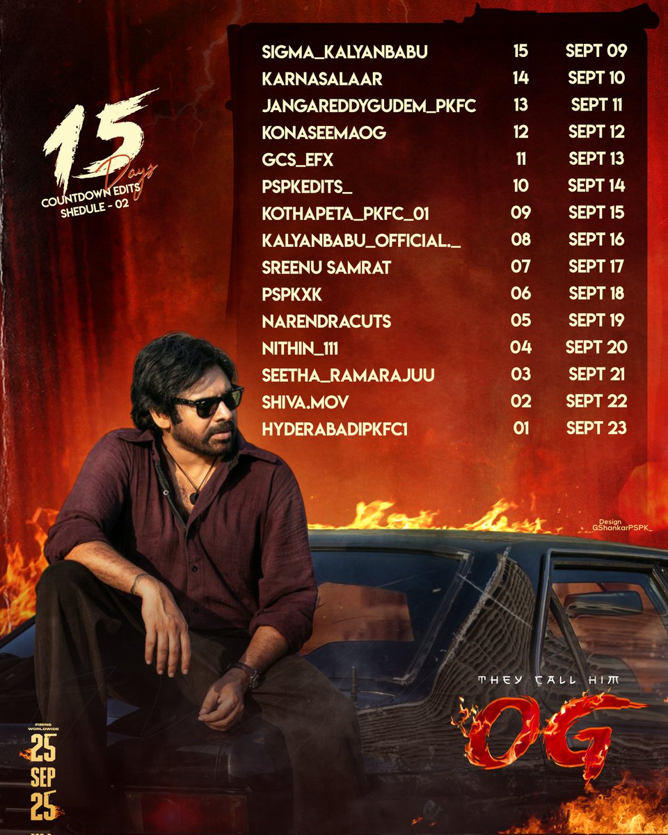 PSPKFanEdits's tweet photo. 2nd list of our firing editors schedule is here 💣

Hunt begins on sep 10th at 09:09 AM &amp; Continues For 15 Days Straight 💥🔥

#TheyCallHimOG #OG #FireStorm https://t.co/3oQMaReGlL
