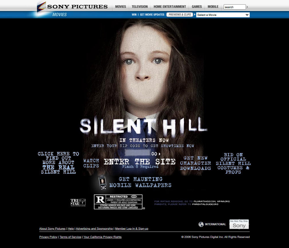 WebDesignMuseum's tweet image. Silent Hill website in 2006

#WebDesignHistory