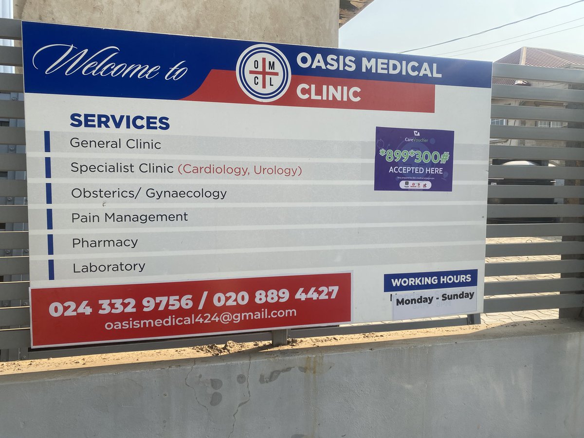 curarecare's tweet photo. CareVoucher is accepted at Oasis Medical Clinic, Mataheko-Afienya.

Here to serve you.

Healthcare Financing made simpler.

#curarecare #carevoucher #healthfinancing https://t.co/usAVE2TpvN