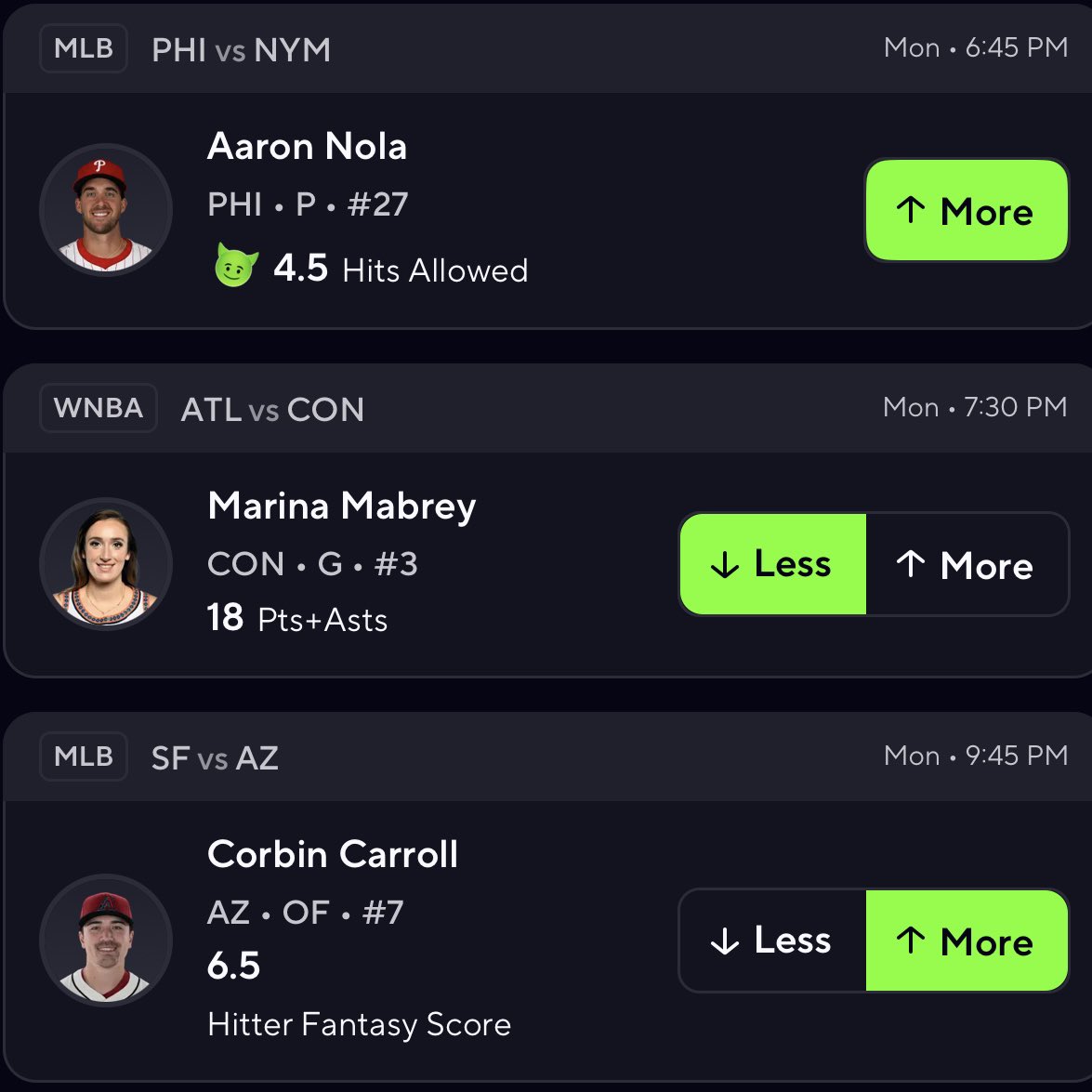 champz_picks's tweet photo. Nola o4.5 HA
Mabrey u18 P+A
Carroll o6.5 FS
#MetsHitting #TopDefense #Speedy #WNBA #Baseball #FastBreak https://t.co/okZxVmkOOb
