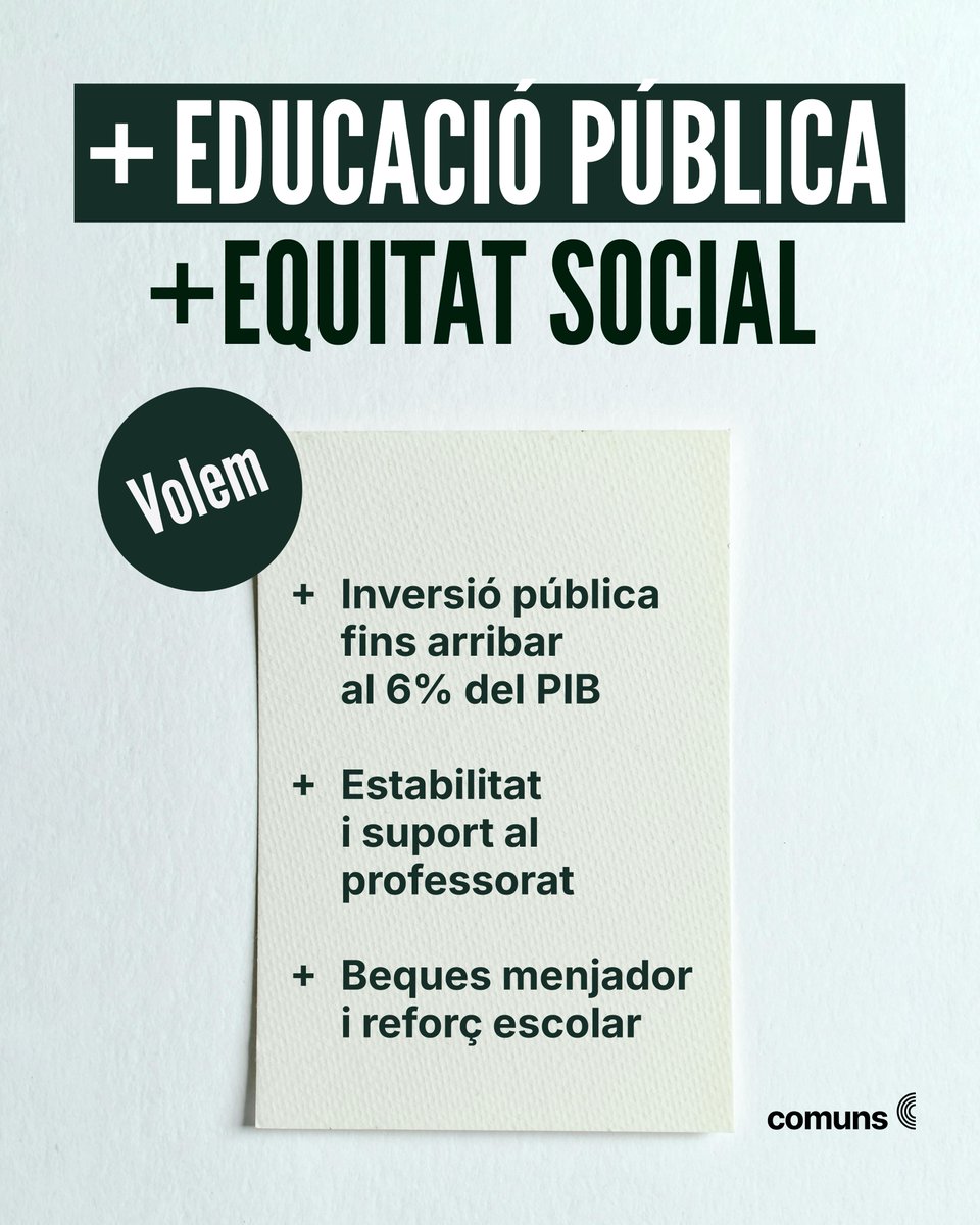 📚Per una tornada a l'escola on l'educació pública sigui una prioritat de país.