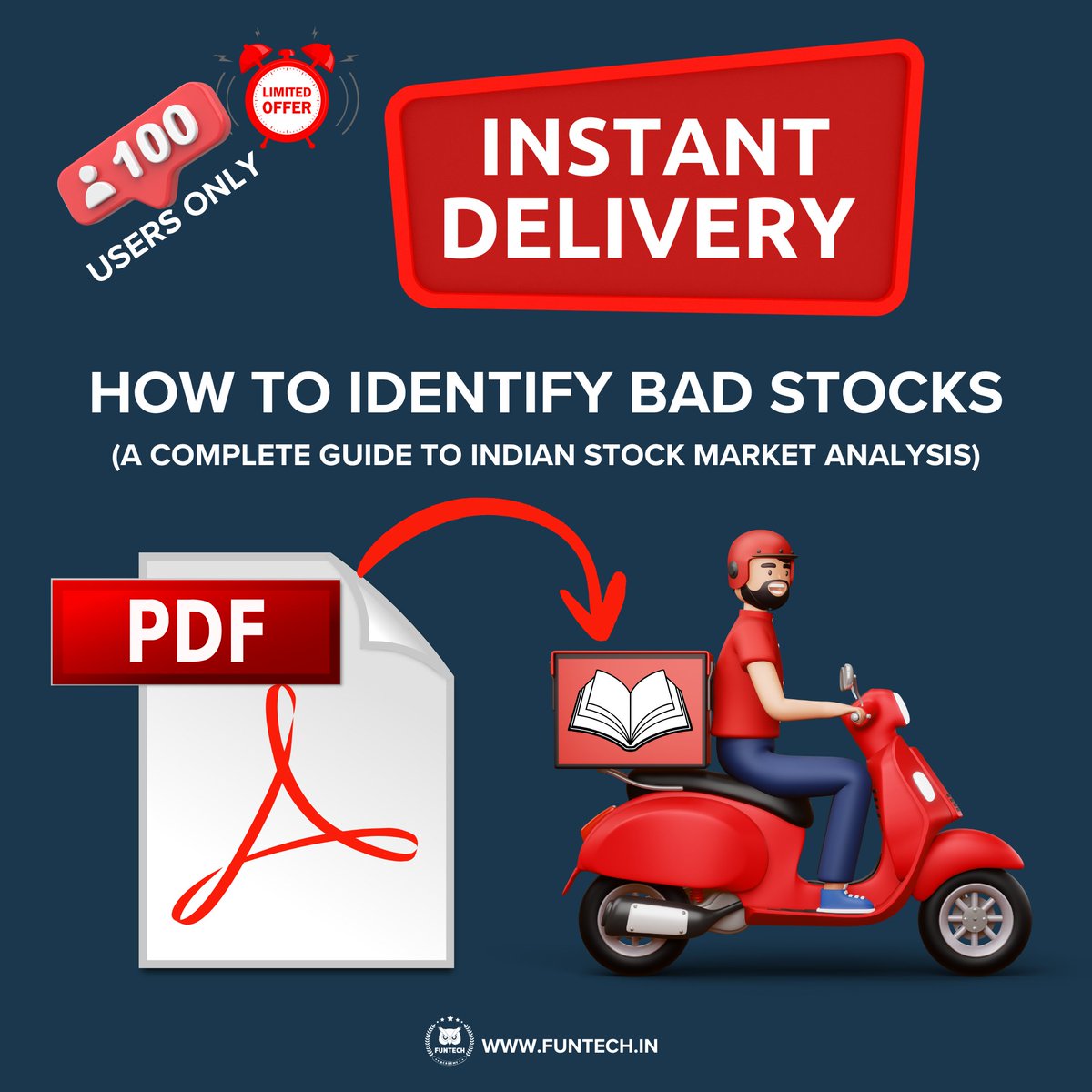 FunTechAcademy's tweet image. 🚨 FIRST 100 USERS ONLY - FREE! 🚨
How to Identify Bad Stocks: Complete Indian Market Guide? (e-book)
✅ Avoid costly investment mistakes
✅ 10-chapter systematic framework
✅ Real red flags & warning signs
✅ Step-by-step evaluation process
Don't lose money on bad picks!…
