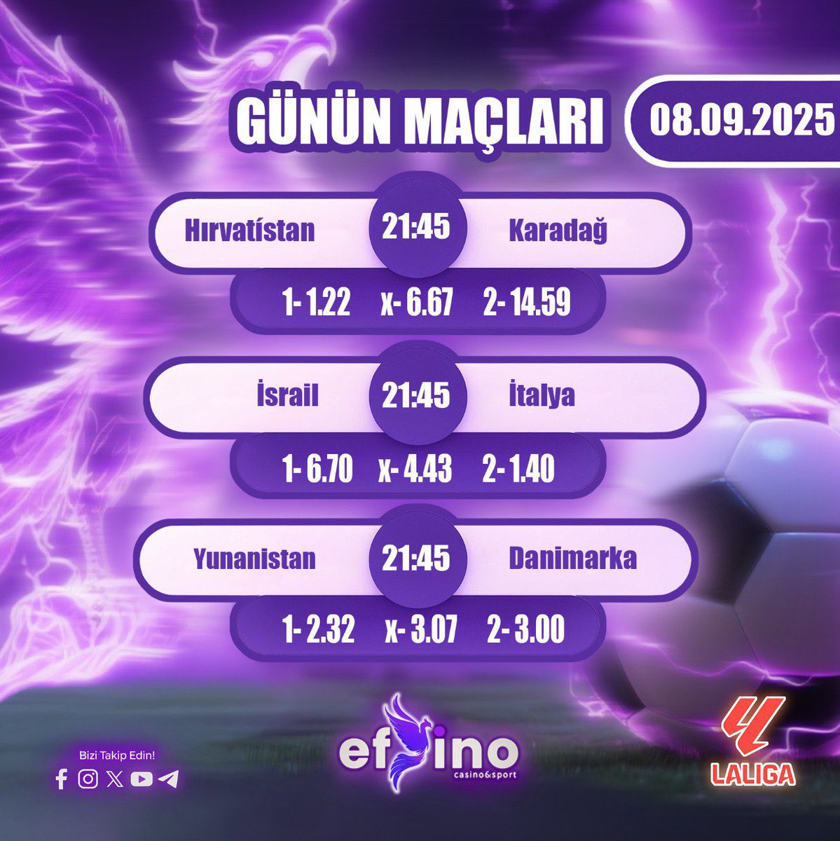 Efsino  Günün en iddialı maçları seni bekliyor!

Doğru tahminlerle şansını zirveye taşı, kazancını katla.

Unutma, her maç yeni bir fırsat demek!

Efsane Casino, Güvenilir Deneyim!

Güncel Giriş: kisa.link/mWzAH