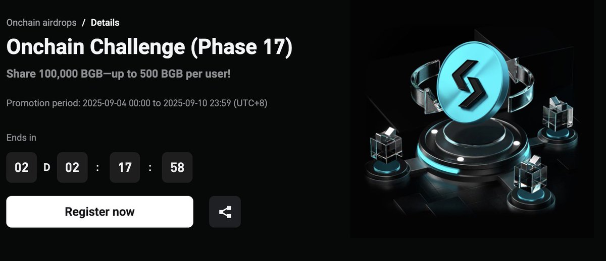 المرحلة 17 من تداول Onchain 
رابط المشاركة 
bitget.com/events/onchain…

أكمل أمر شراء واحد على منصة Onchain لا يقل عن 50 USDT للحصول على 1 رصيد (أرصدة)، 5من الأرصدة في اليوم بحد أقصى.
أنواع الأوامر: أمر الحد/أمر السوق
<a href="/BitgetMENA/">Bitget MENA</a> <a href="/krmoeex/">Kareem Moe</a>