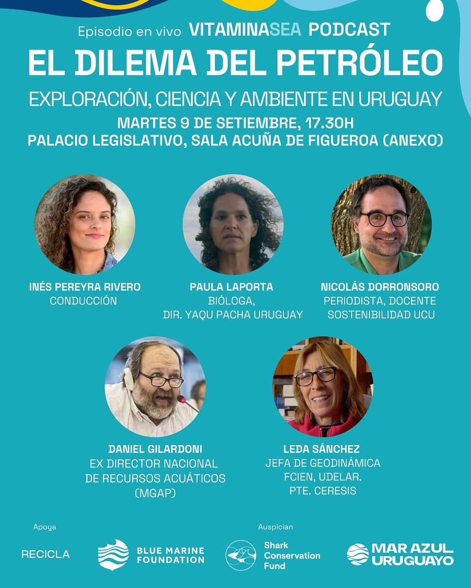 Mañana martes haremos un episodio en vivo para conversar sobre la búsqueda de hidrocarburos en 🇺🇾

📍 Palacio Legislativo
📅 Martes | 17:30 h
👉🏽 Inscripciones: tinyurl.com/inscripcionsis…
☕️ Al finalizar, compartiremos un tentempié.

¡Te esperamos!

#podcast #VitaminaSea #petroleo