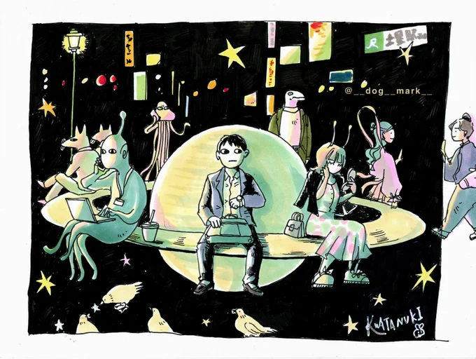 待ち合わせに最適な、駅前の土星