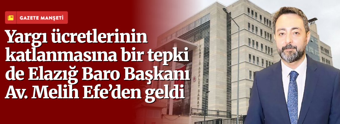 Yargı ücretlerinin katlanmasına bir tepki de Elazığ Baro Başkanı Av. Melih Efe’den geldi
elazigfirat.com/haber/26229520…
#elazığ #elazig #elazığhaber #elazığhaberleri <a href="/avmelihefe/">Melih EFE</a> <a href="/numanhatipoglu/">Numan Hatipoğlu</a> <a href="/erolkeles23/">Erol Keleş</a> <a href="/ejderacikkapi/">Ejder AÇIKKAPI🇹🇷</a> <a href="/mahmutnazirli/">Mahmut Rıdvan Nazırlı</a> <a href="/KverSemih/">Semih Işıkver</a> <a href="/gurselerol62/">Gürsel Erol</a> <a href="/serefyildirim23/">Şerafettin Yıldırım</a>