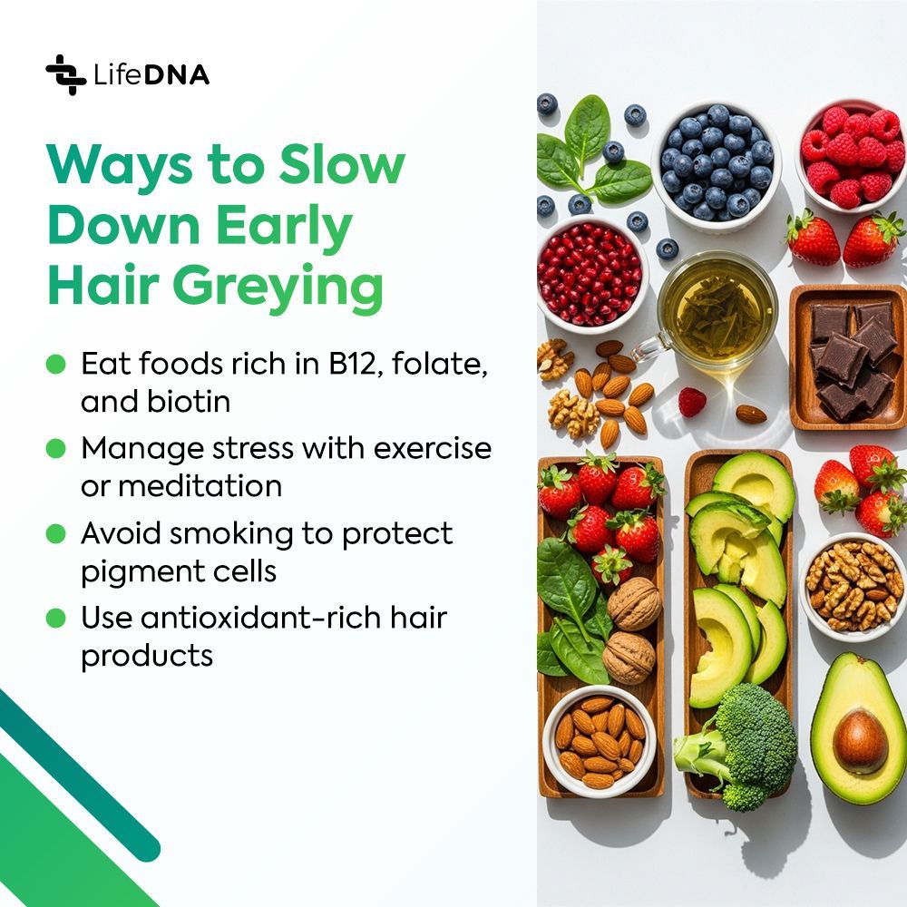 golifedna's tweet photo. Could your DNA influence when you start seeing grey strands?
While age is the biggest factor, your genes also play a role. If early greying runs in your family, you might notice those silver strands sooner too. Research has identified several genes linked to early hair greying, including ones also connected to traits like hair thinning.

But it’s not just about DNA—your daily routine matters too. Nutrients like vitamin B12, copper, and iron support natural hair color, while stress, smoking, and environmental exposure may speed up pigment loss. Small, mindful choices might help maintain your hair’s natural shade longer.

Read more: https://t.co/xHszXT3w23

#hairgreying #hair #wellness #genetics #DNA #healthylifestyle #healthandwellness #methylation