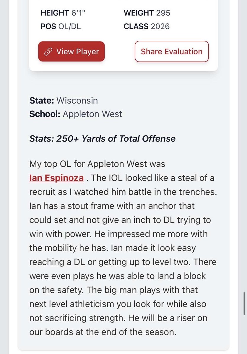 thank you for write up after my past game <a href="/MJ_NFLDraft/">Mark Johnson</a> <a href="/AWfootball2023/">Appleton West Football</a> <a href="/dominickthomp10/">Dominick Thompson</a>