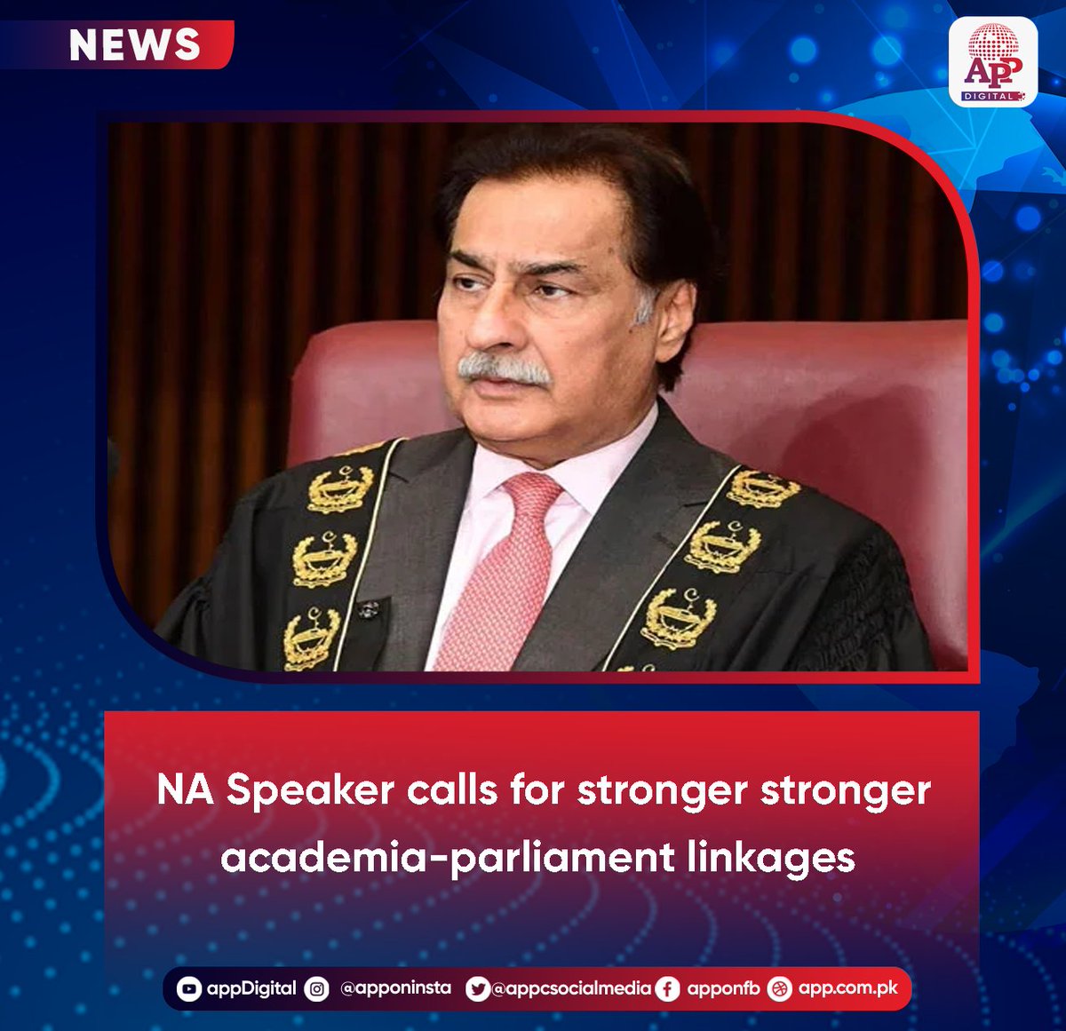 appcsocialmedia's tweet image. National Assembly Speaker Sardar Ayaz Sadiq on Monday underlined the importance of robust collaboration between Parliament and academic institutions to foster democratic values, civic awareness, and national development.
#NASpeaker #academics #parliment #links #AyazSadiq