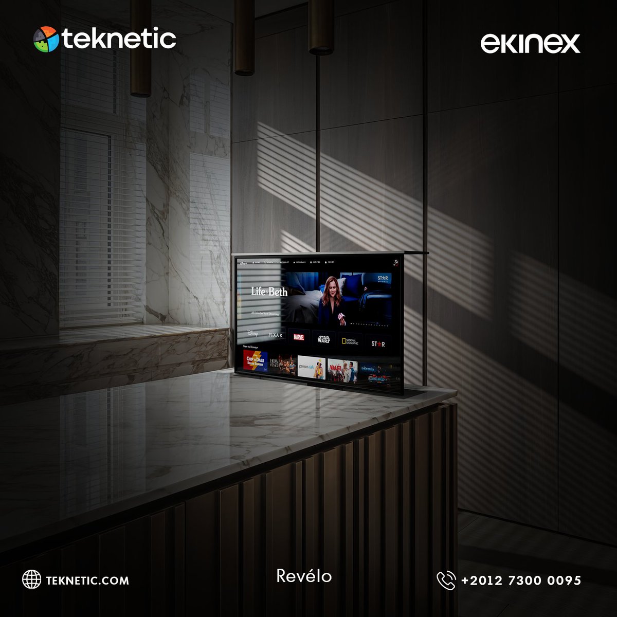 Step into a world where luxury meets innovation. Our Revélo TV lift hides your screen and reveals it at your command, a perfect blend of high-tech function and minimalist form.

Visit our website to learn more!
teknetic.com/ekinex

#Teknetic #Ekinex #LuxuryRedefined #Revélo