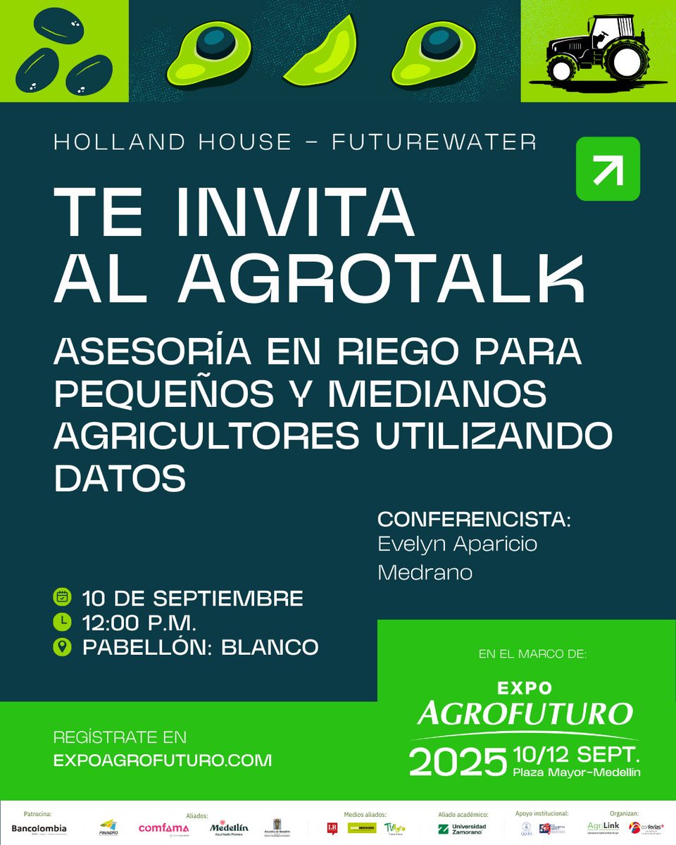 🌱¡Este 10 y 12 de septiembre acompáñanos al Agrotalk, en el marco de Expo Agrofuturo 2025!

🚜Los Agrotalks son espacios especializados para compartir conocimiento y soluciones prácticas que están transformando el agro.

👉Asiste registrándote en expoagrofuturo.com