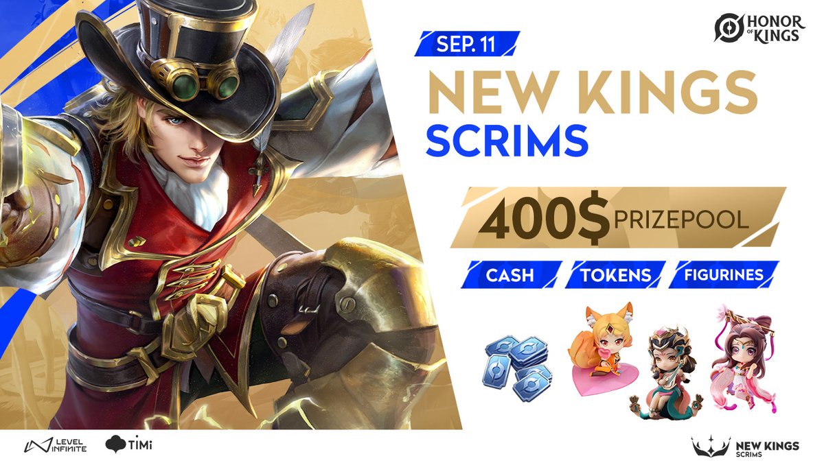 PurgeTournament's tweet photo. 👑 The New Kings Scrims are back!

Sharpen your plays, build your synergy, and fight for rewards.

📅 September 11 | 19:00 CEST (UTC +2)
💰 $400 Prize Pool -> Cash, Tokens & Figurines
🎁 Giveaway for participants

📝 Register now → https://t.co/NfeF3ovUbJ

🧩 Solo players welcome, draft list available! → https://t.co/iCZwFlX1We

#HonorOfKings #NewKings