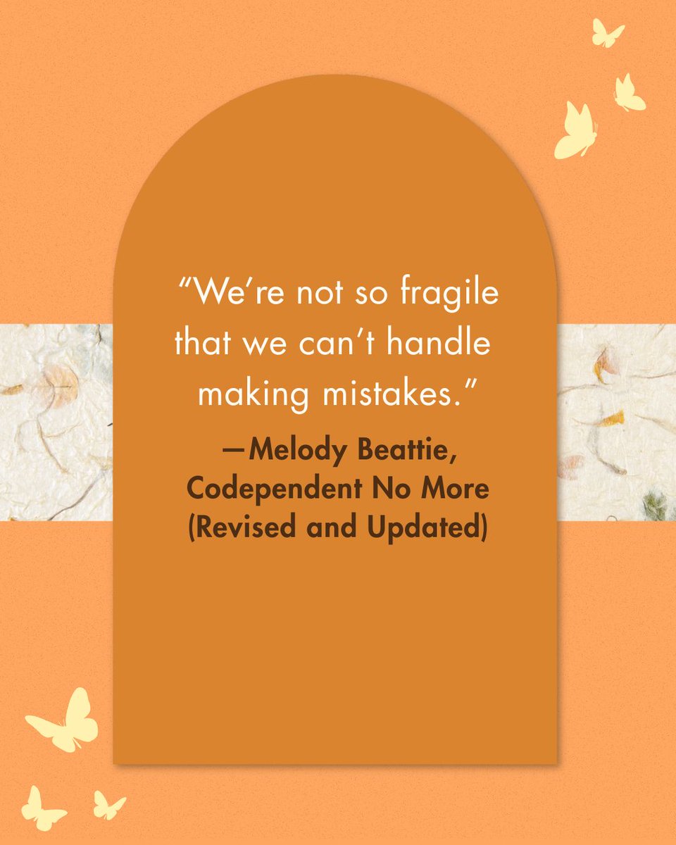 MelodyBeattie's tweet image. “We’re not so fragile that we can’t handle making mistakes.”
—Melody Beattie, Codependent No More

✨ melodybeattie.com/subscribe

#MelodyBeattie #CodependentNoMore #SelfCompassion #GrowthMindset