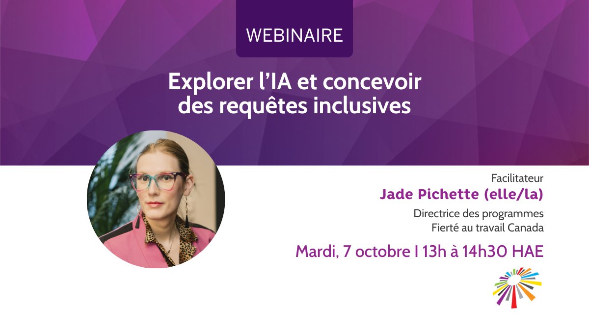 Rejoignez-nous en 7 octobre pour un webinaire exclusif. Venez apprendre auprès d’un panel d’expert·es expliquera comment éviter de reproduire des préjugés et stéréotypes nuisibles lors de l’utilisation de l’IA générative pour créer du contenu 
ow.ly/CreQ50WSiEP