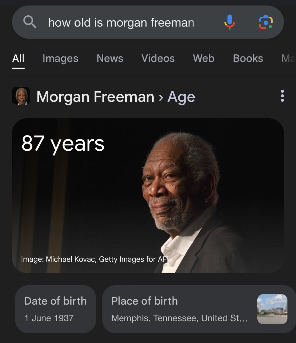 picsturesfolder's tweet image. morgan freeman's age 🤯