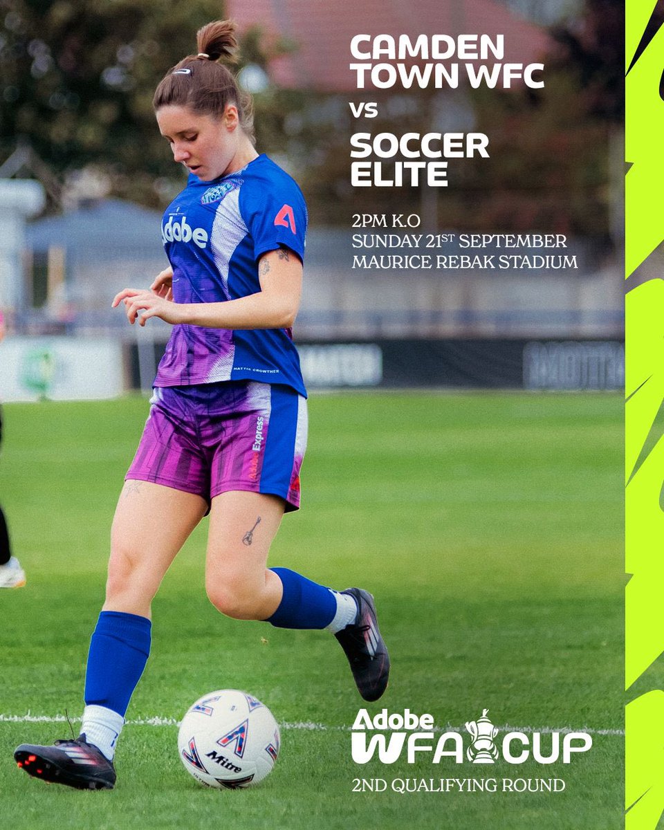 💙 Adobe Women’s FA Cup – 2nd Qualifying Round 💙

After our 1-0 win over Frontiers, we’re back at home in the FA Cup!

🆚 Soccer Elite Football Academy
📅 Sunday 21st September
⏰ 14:00 Kick Off
📍 Maurice Rebak Stadium, N12 0PD

🎟 Tickets on sale soon.
