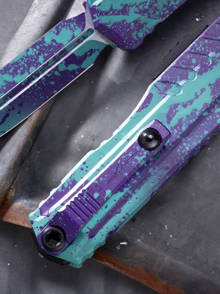 microtechknives's tweet photo. New from our Cerakote department: the Cypher® II in Baja Purple Splatter.
Find yours with authorized dealers this week!
Link in bio.
#MicrotechMonday #Baja #Cypher #SummerEDC #SummerClassic #KnifeLife #SplatterKnives https://t.co/nemgiSQdRi