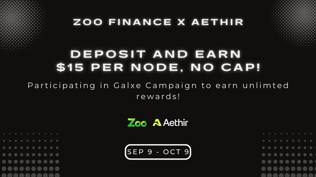 🎉 Major Collaboration Announcement | Zoo Finance x <a href="/AethirCloud/">Aethir</a> Joint Campaign Phase II Is Here! 

🔥 Attention Aethir Checker Node NFT holders!
We’ve teamed up with <a href="/AethirCloud/">Aethir</a>, the pioneer in decentralized GPU infrastructure, to launch the next wave of Checker Node LNT