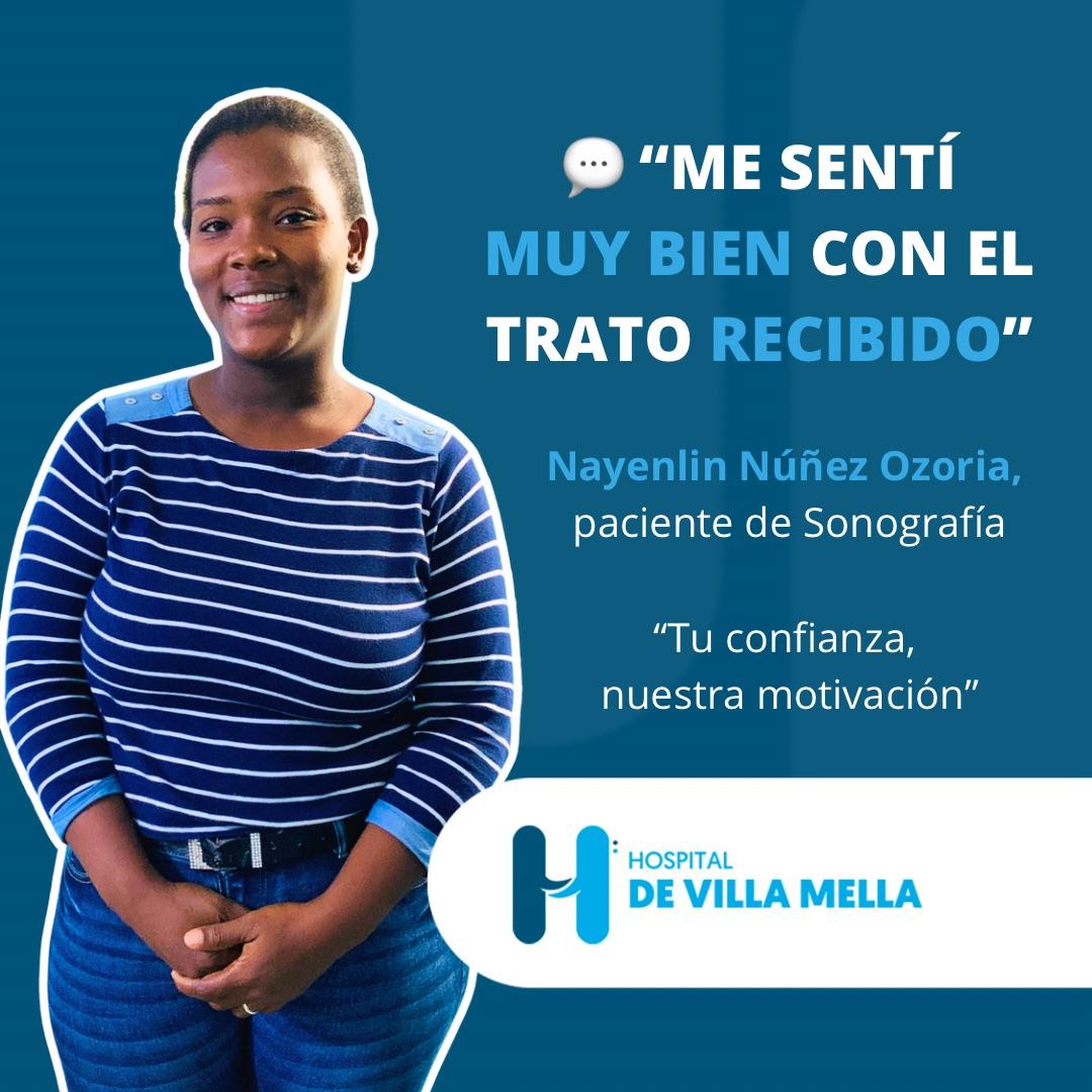 villa_mella's tweet photo. 💜 Testimonio real de nuestros pacientes 💜

En el Hospital de Villa Mella nos llena de orgullo compartir la experiencia de Nayenlin Núñez Ozoria, quien acudió al departamento de Sonografía y expresó sentirse muy satisfecha con el trato recibido. https://t.co/lrJi4IAGrP