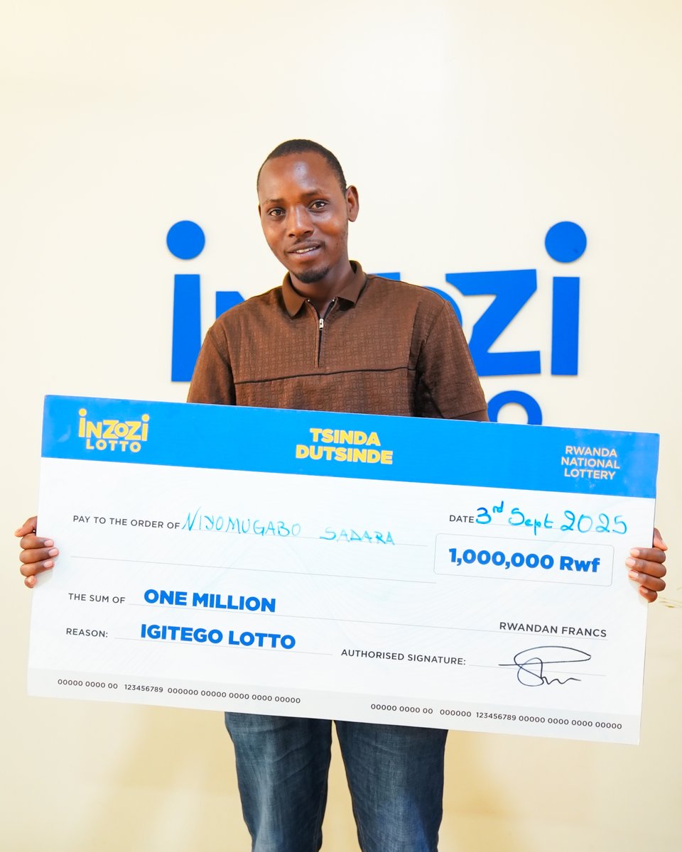 Inzozi zawe zakubera impamo muri IGITEGO MILIYONI! Niyomugabo Sadara yatsindiye 1,000,000 RWF inshuro 2 zose...

Nawe ntucikwe, kanda *240*1# ukine, ushobora kuba uwutahiwe! 

#TsindaDutsinde #InzoziLotto