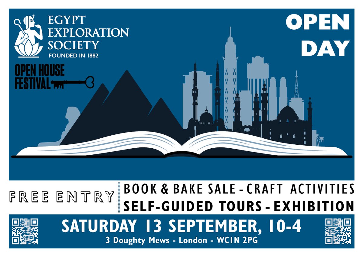 See you on Saturday for #OpenHouseFestival2025!

Tour the former home of Egyptologist Ricardo Caminos, browse collections on display, or relax with a hot drink (and cakes) and a book—about Egypt of course! Better yet, treat-your-shelf at our discount second-hand book sale.