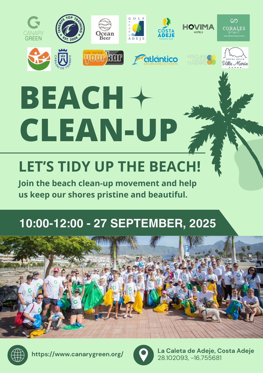 Join Us for a Beach Clean-Up in La Caleta! 🏖️

• A fun and meaningful beach clean-up 
• Paella &amp; Beer after the clean-up 
• A great way to meet like-minded people 
• Good vibes only 💚

🔗 Don’t forget to register on Eventbrite! We're waiting for you!