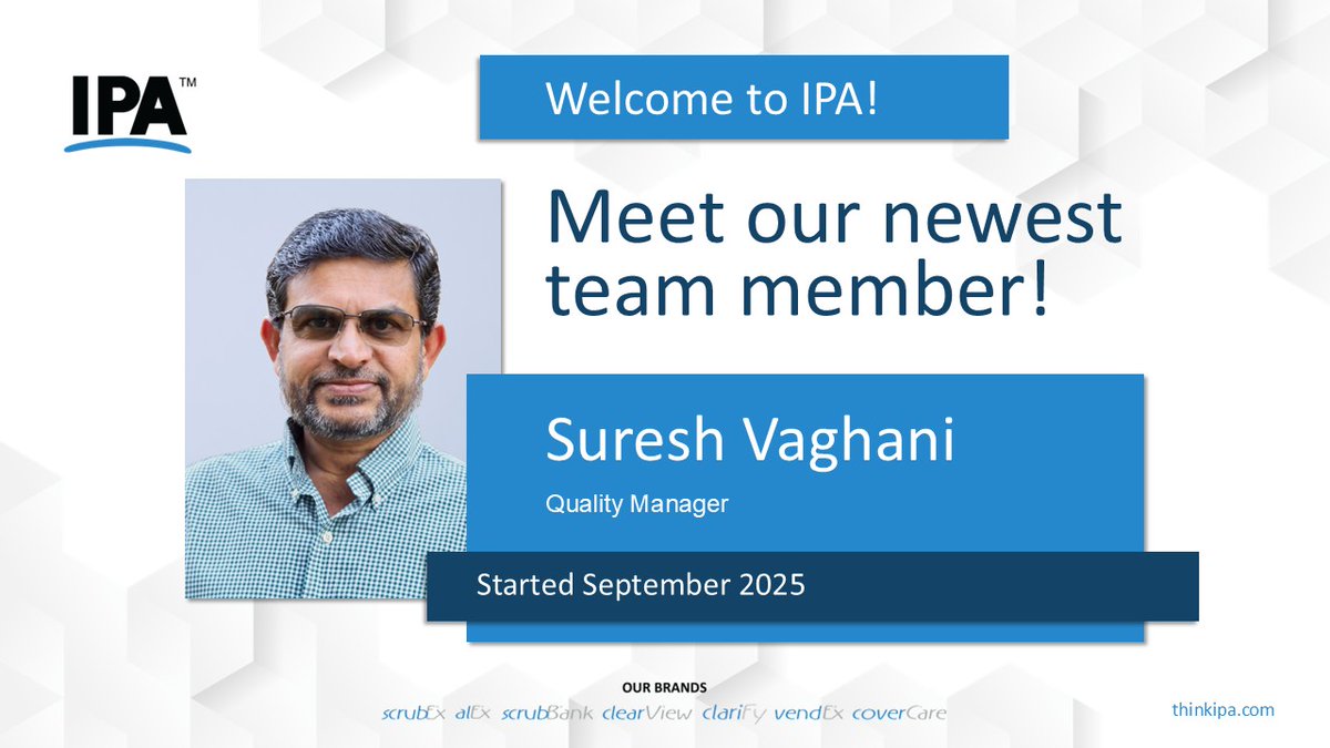 think_ipa's tweet image. IPA is excited to welcome Suresh Vaghani to the team! Suresh joins the Operations department as our new Quality Manager.

#NewHire
#OneIPA