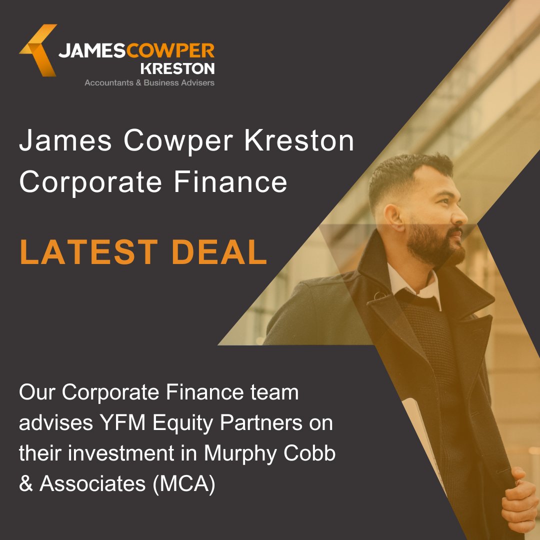Our Corporate Finance team provided buy side advice to <a href="/YFMEP/">YFM Equity Partners</a> on their investment in global production consulting specialists <a href="/MurphyCobb/">MCA</a> (MCA).🤝

Read our full press release here 👉 jamescowperkreston.co.uk/news/our-corpo…

#MaximiseYourPotential #JamesCowperKreston