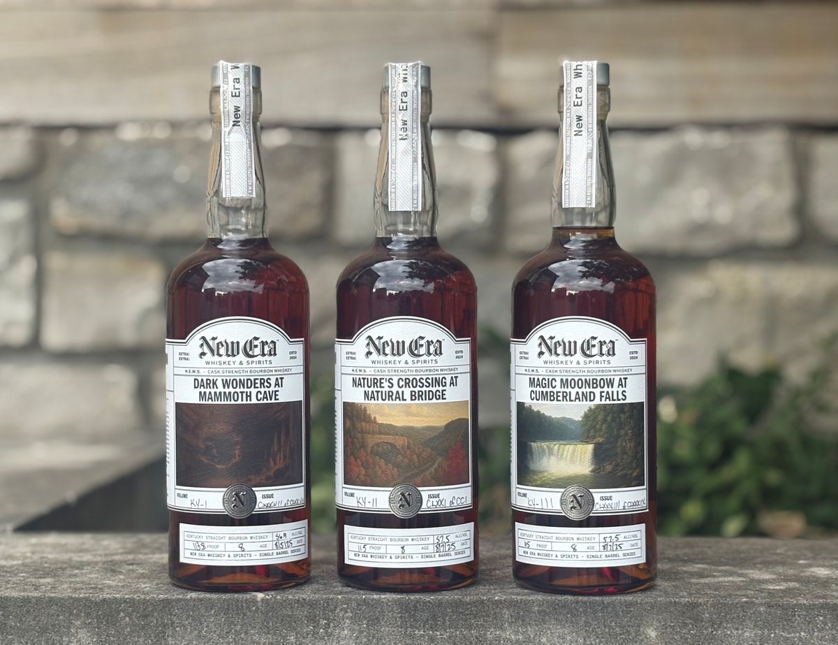 Exciting news: New Era Whiskey &amp; Spirits is releasing bourbons honoring 3 of KY’s most iconic natural landmarks: Natural Bridge, Mammoth Cave and Cumberland Falls!💚 Even better: New Era is donating $3,000 to the Team Kentucky Storm Relief Fund! Cheers to that! 🥃@kystateparks