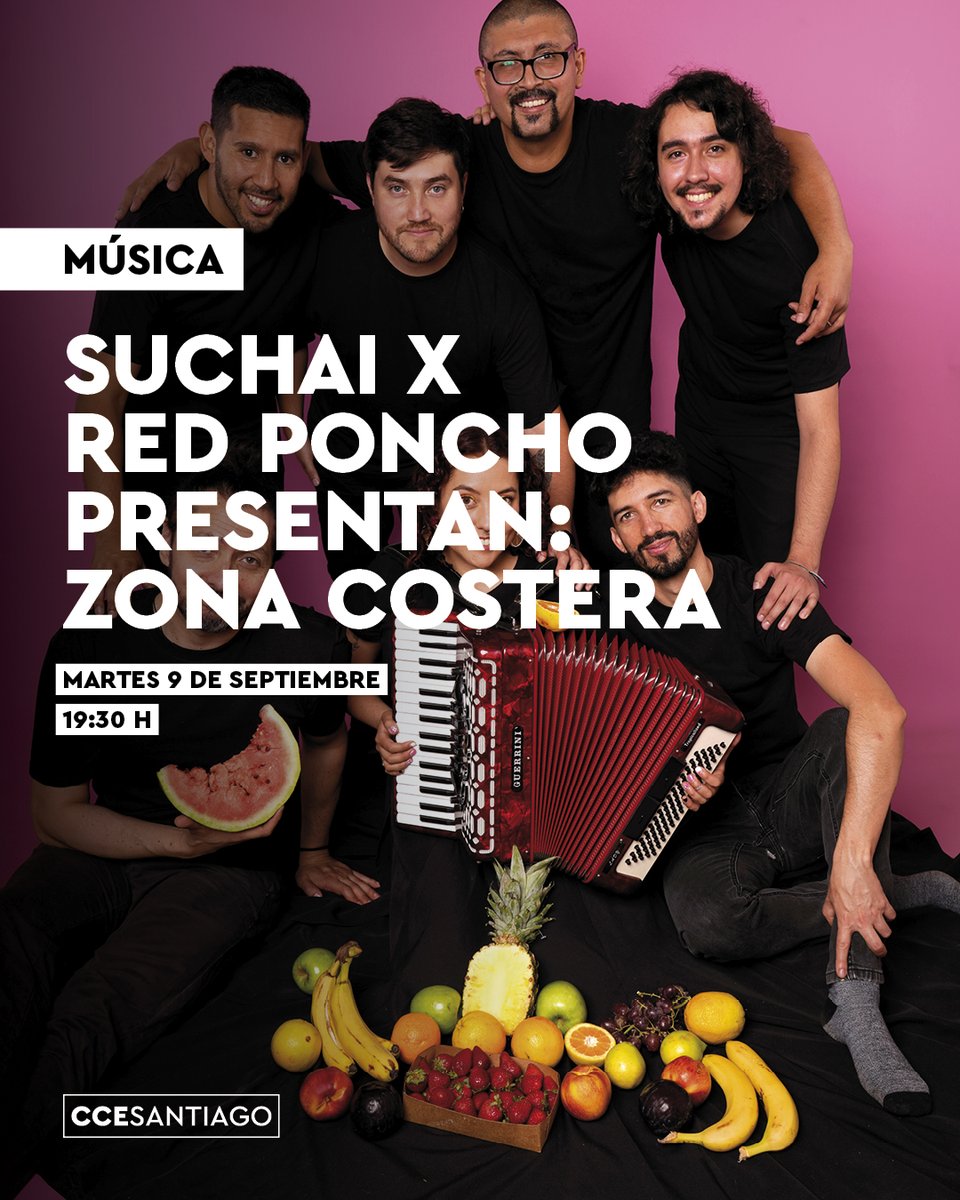 🌌 Mañana el ciclo SUCHAI se enciende con calor tropical y soul cósmico.

🎶 Nos vemos en el concierto de Zona costera y Solo Silva en el @ccesantiago. Salsa, merengue y reggae te esperan para acortar la semana. 

📆 9 de septiembre a las 19:30
👉aecid.es/web/cc-santiag…