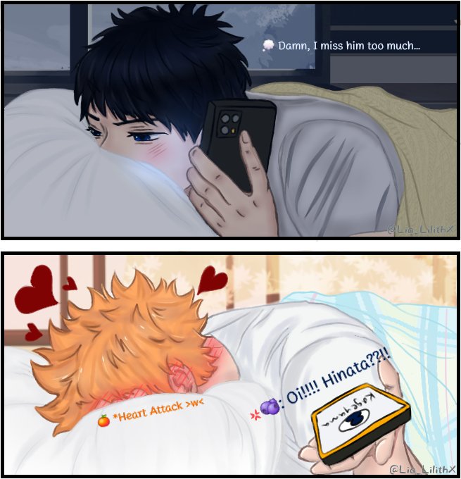 Day 2. Long-distance relationship - <a href="/kagehinafest/">KageHina Fest!! 🌄</a>

Tobio doesn't initiate calls, so Shoyo is pleasantly surprised

#KageHinaFest #kagehina #影日