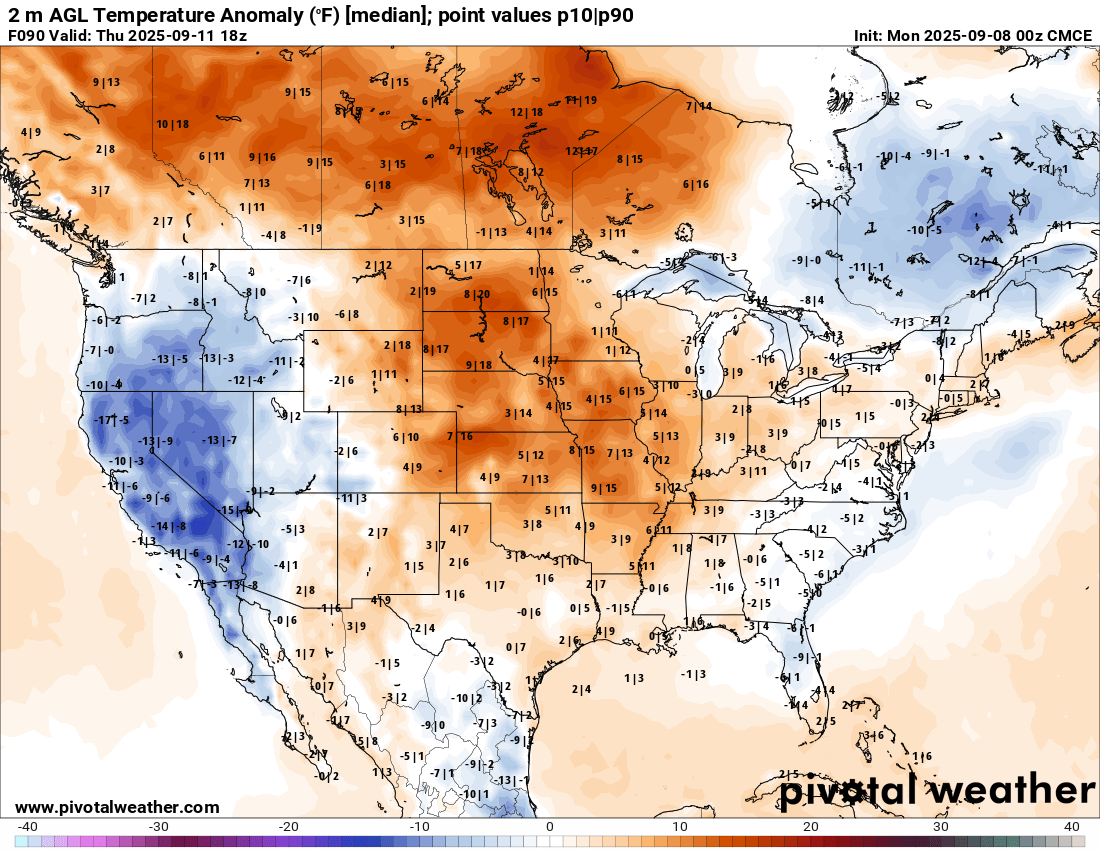 Well, it was nice while it lasted! Fall-like temperatures will be lost and will be replaced by more seasonal and even above-average temperatures.

 An upper-level ridge will move in from the Southwestern/Desert SW, allowing surface High Pressure through the of the week.