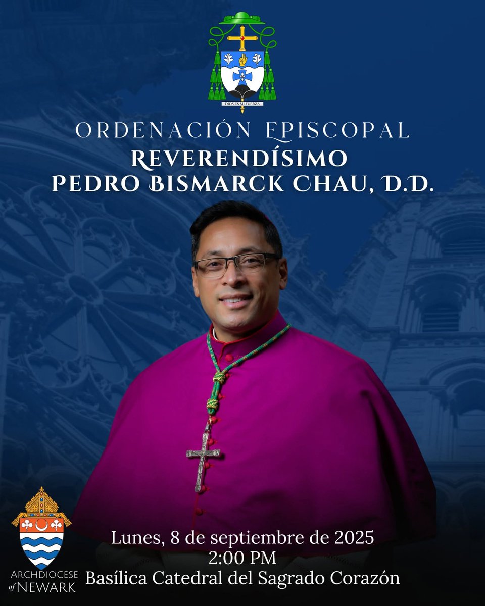 Hoy, será consagrado Obispo para la Iglesia universal, el padre Pedro Bismarck Chau, de origen nicaragüense, incardinado en Estados Unidos, y quien ejercerá su Ministerio Episcopal como Auxiliar de la Diócesis de Newark, Nueva Jersey.

Oramos por su misión.