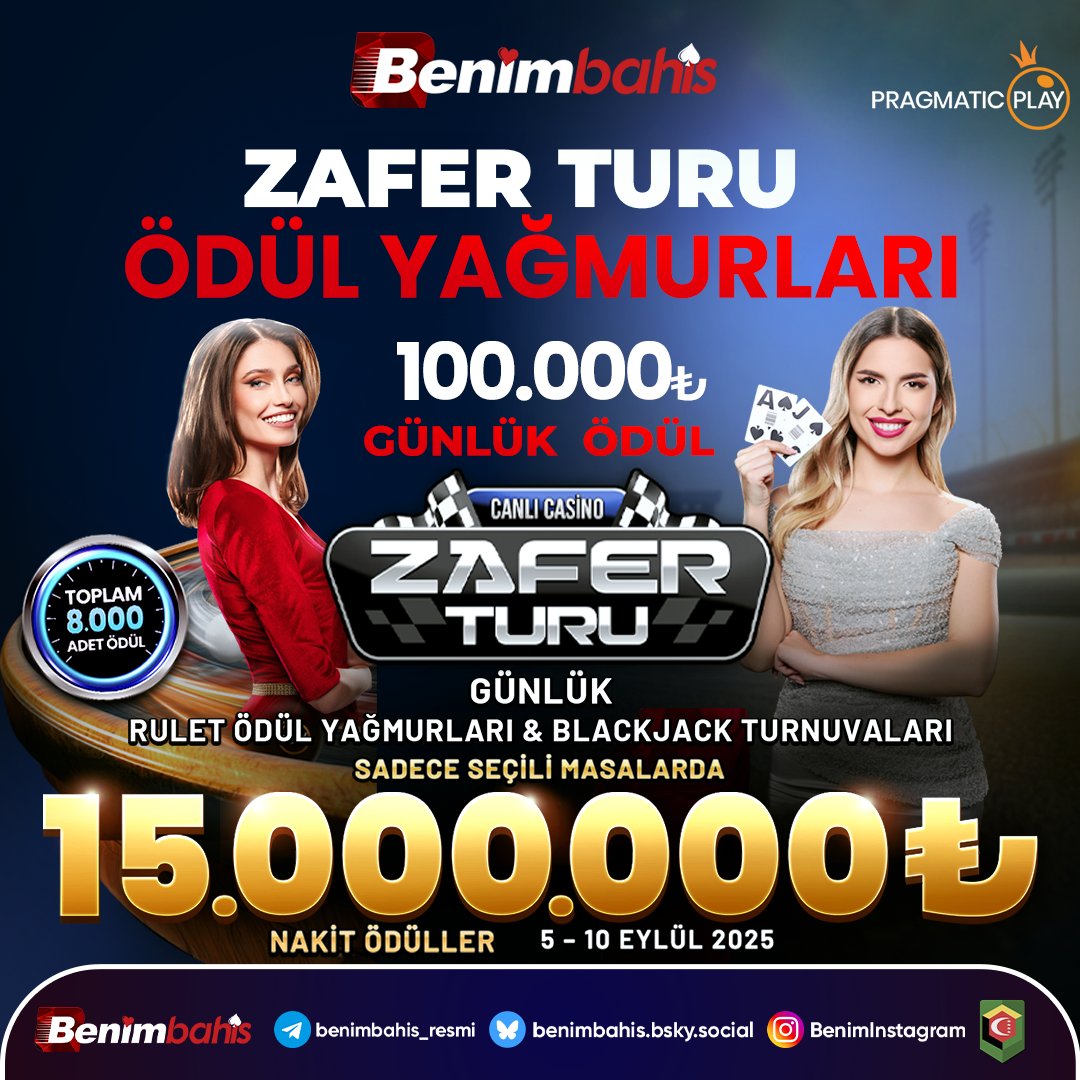 benimbahis's tweet photo. 🏁 KAZANANLAR ZAFER TURU’NDA BULUŞUYOR! 🏁

🎰 BENİMBAHİS'TE ZAFER TURU BAŞLADI!

📆5 - 10 EYLÜL 2025 TARİHLERİ ARASINDA GÜNLÜK 
🟠🔴🔴🟠🔴🔴🔴TL ÖDÜL SENİ BEKLİYOR!

🎰RULET ÖDÜL YAĞMURLARI VE BLACKJACK TURNUVALARIYLA https://t.co/o5isBjKvga
