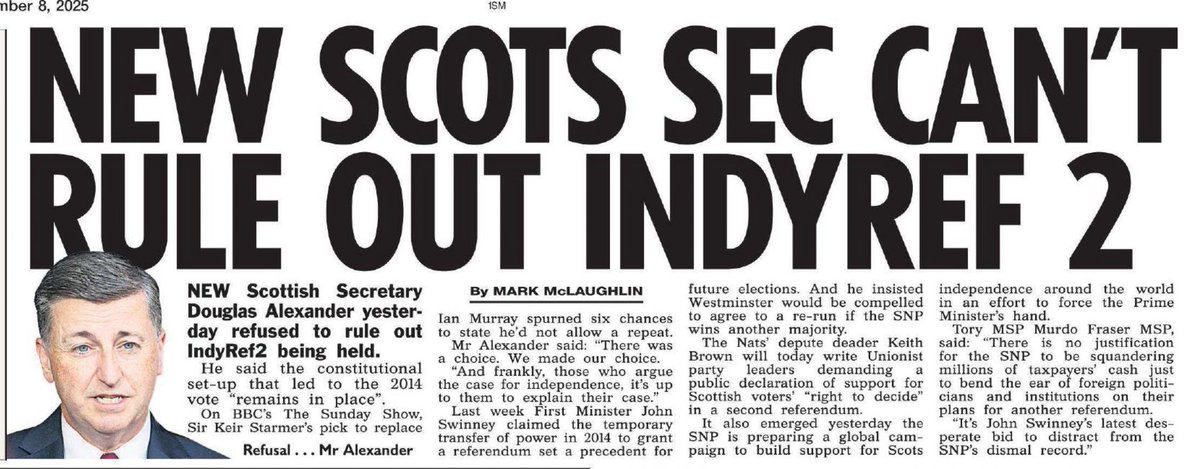 New Scottish Secretary <a href="/D_G_Alexander/">Douglas Alexander</a> yesterday refused to rule out a second independence referendum after the Holyrood election.