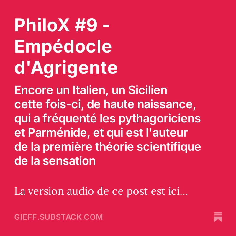 gieff's tweet photo. Mon dernier PhiloX est en ligne sur Substack. Empédocle, un philosophe déconcertant. https://t.co/35Q7ub0CJF