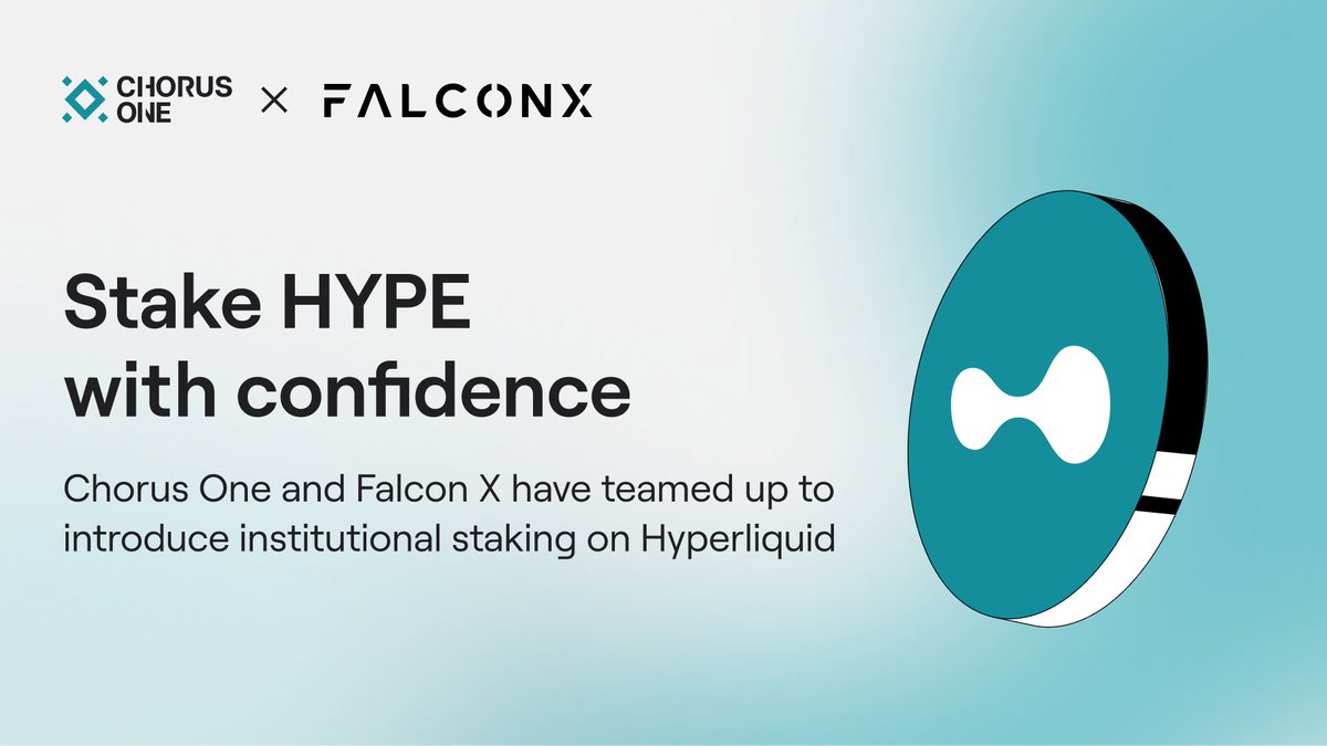 Super excited to have the <a href="/ChorusOne/">Chorus One</a> x <a href="/FalconXGlobal/">FalconX</a> validator live in the active set on <a href="/HyperliquidX/">Hyperliquid</a> 🤌

→ 16th largest chain by market cap
→ 5th largest chain by stake
→ $100 is FUD

Huge thanks to <a href="/KamBenbrik/">Kam 🌑</a> <a href="/FSobrini/">FerSob</a> <a href="/0xAdrianzy/">Adrian</a> <a href="/0xNFTy/">Brandon Cigri</a> <a href="/joshua_j_lim/">Joshua Lim</a> and the rest of our