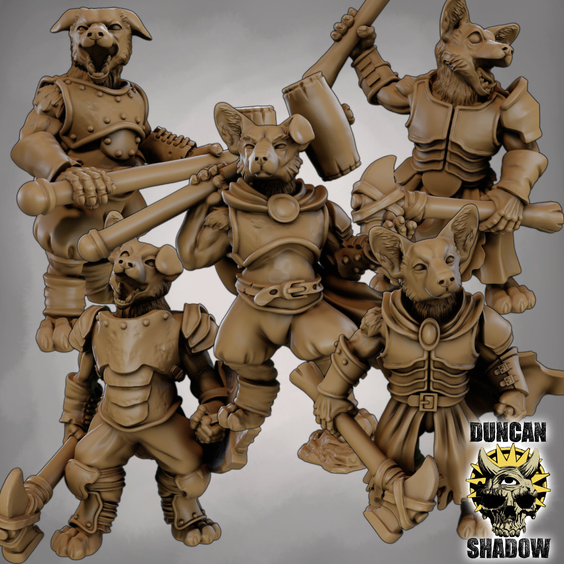 Another set of Dog Folk 
This time with War Hammers 
come with pre supported options